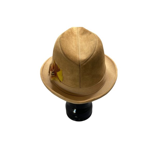 Dobbs Men’s Suede Feathers Band Fedora Beige - Picture 2 of 7